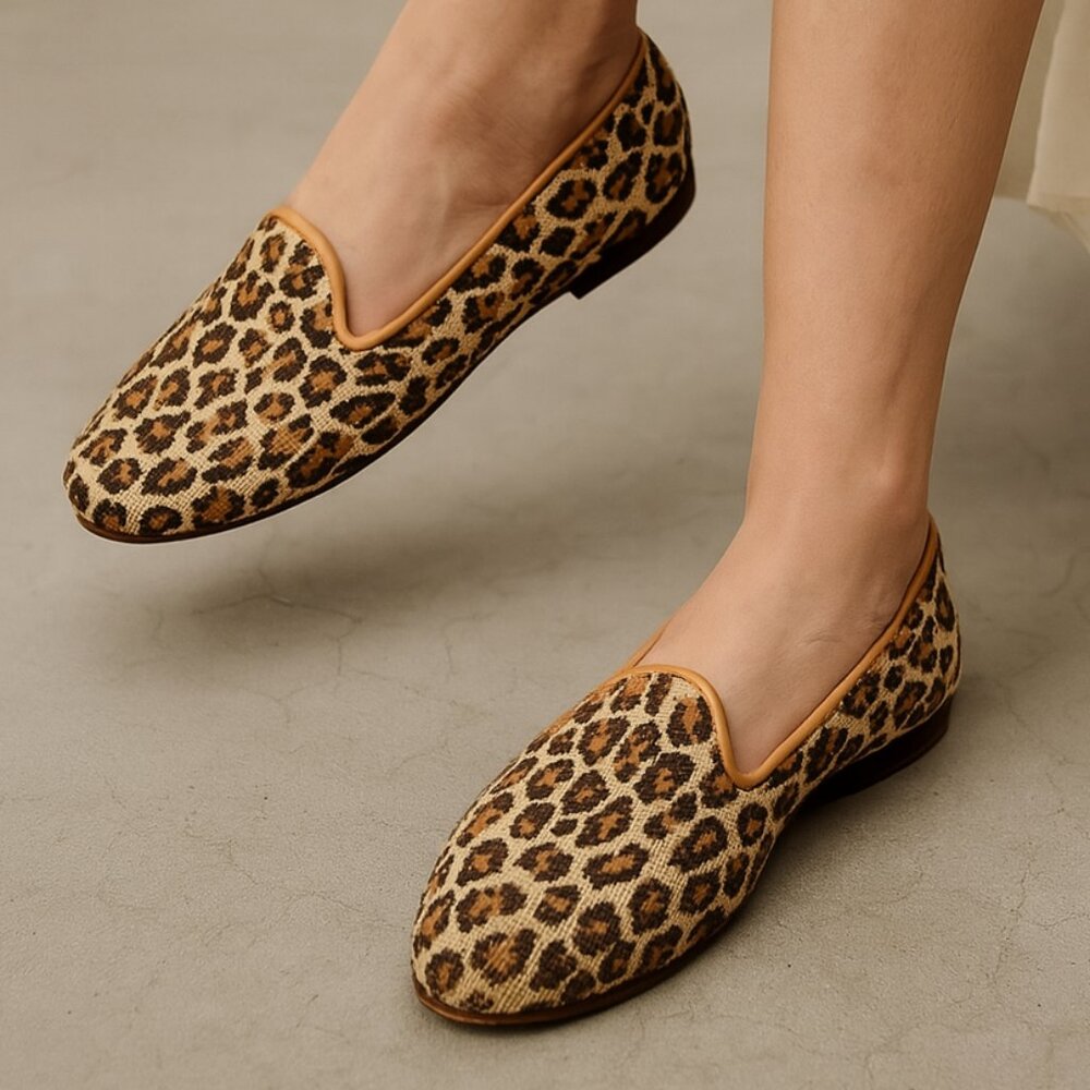Zalo Vintage Leopard Print Loafers, Size 6.5